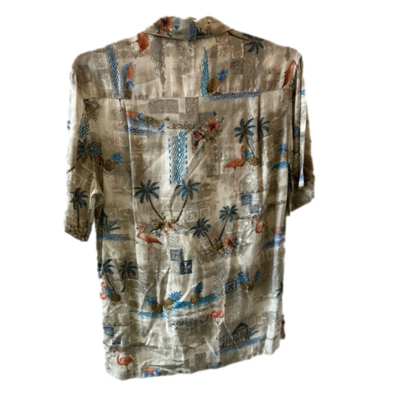 Batik Bay Easy Care Short Sleeve Size Small Hawaiian Shirt Flamingo Palm Tree - Picture 2 of 9